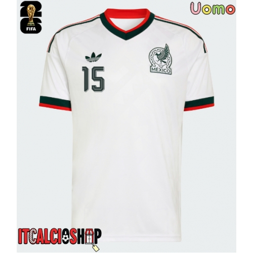 Messico Israel Reyes #15 Seconda Maglia Mondiali 2026 Manica Corta